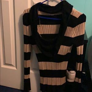 Gold and black swoop neck sweater
